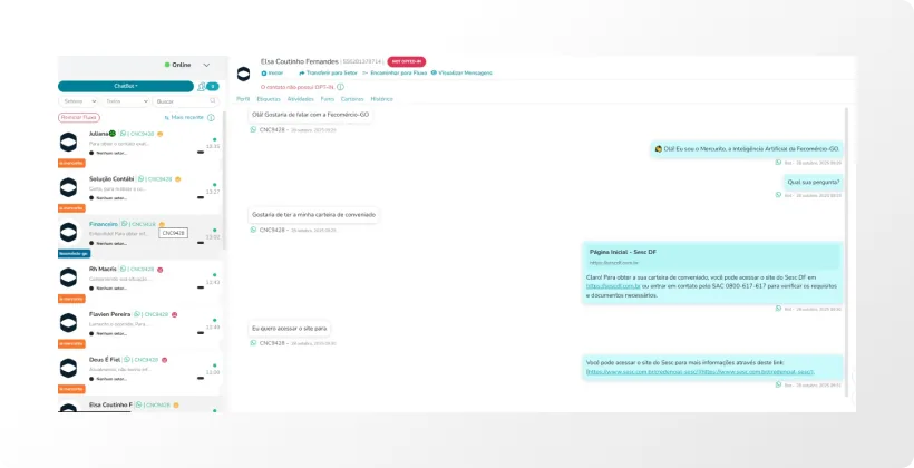 CNC — atendimento automatizado com IA Mercurito via RD Conversas