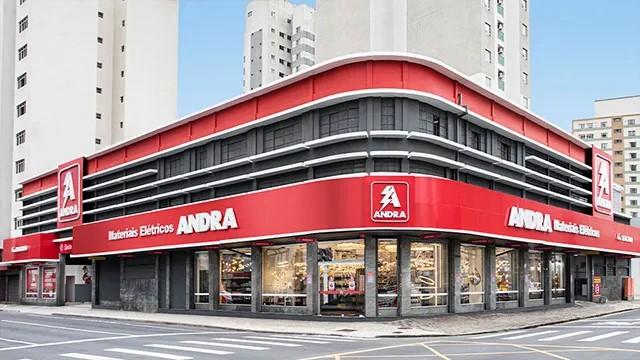 Fachada de uma loja Andra Materiais Elétricos