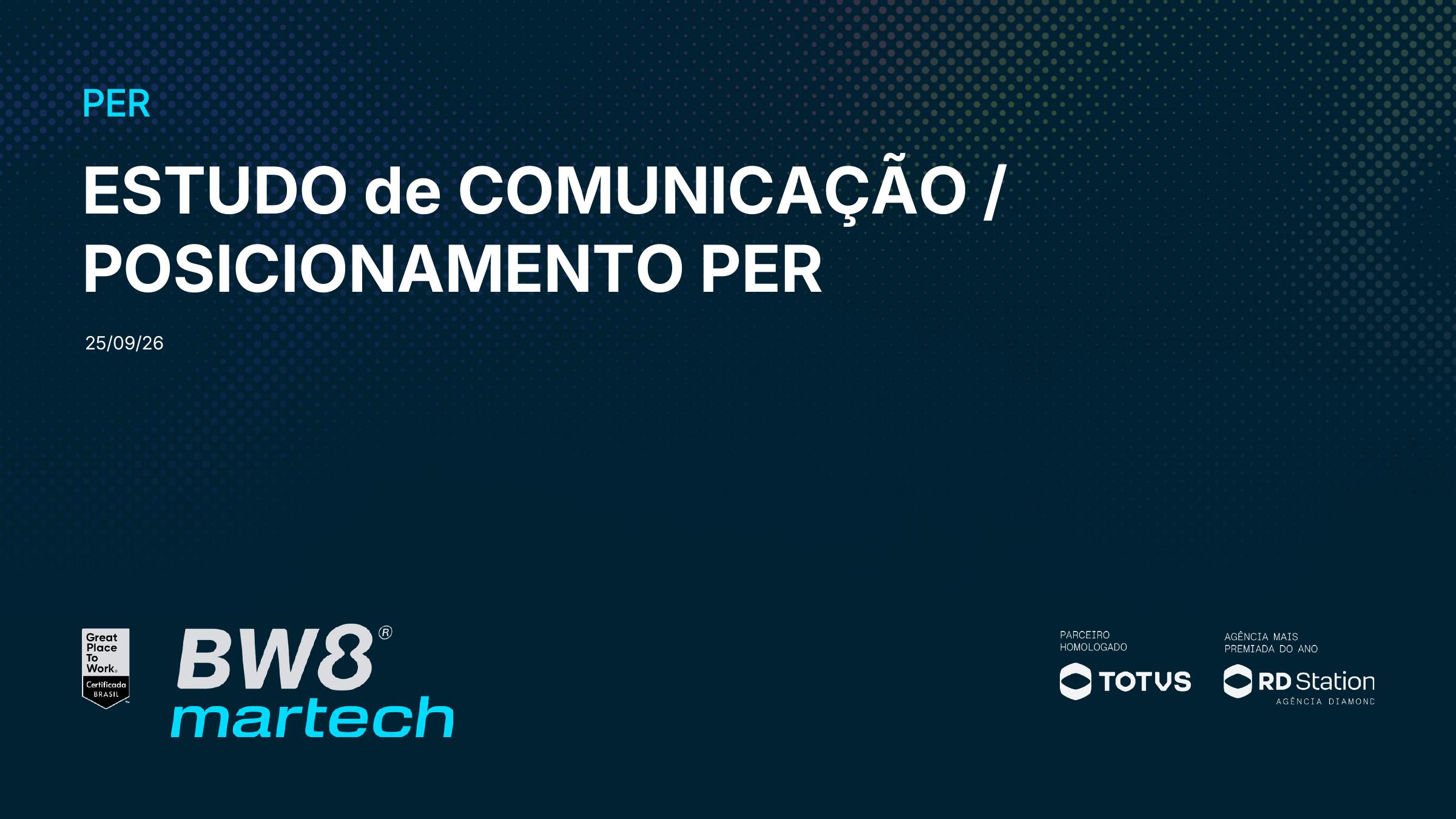 Slide 1 de 46 — case PER × BW8 Branding Performance
